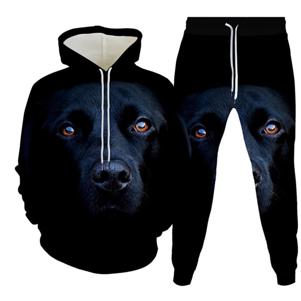 

Hoodie Sets Men Animal Funny Dog 3D Print Lovely Men's Tracksuit Sets Casual Hoodie Pants Sets Pullover Fashion Men Clothing