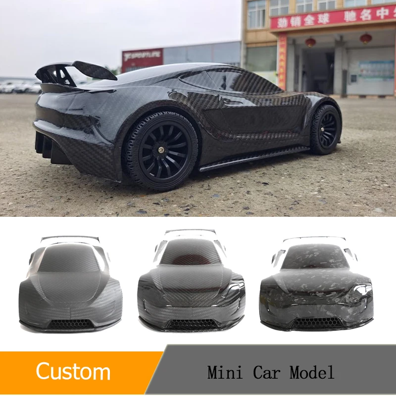 Dry Carbon Fiber Mini Car Model Vehicle Gift for Car Enthusiasts Collectibles Forged Carbon Car Mini Cut Decorative Item