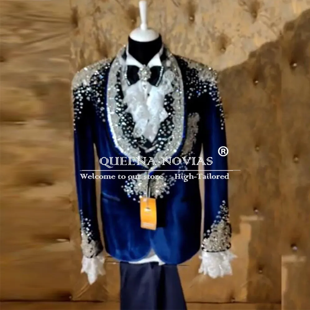 

Серебристые костюмы из бисера, мужские формальные вечерние смокинги для жениха, свадьбы, бархатные пиджаки для выпускного, наряды по индивидуальному заказу, мужские куртки, брюки