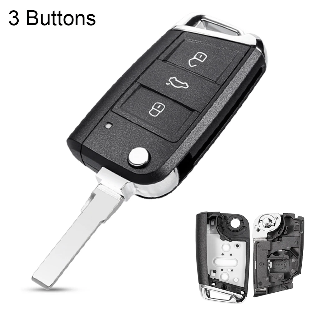 3 Buttons Rubber Flip Remote Car Key Pad/ Car Key Shell Case for VW Volkswagen Golf 7 4 5 Mk4 6 MK7 Skoda Octavia A7 Seat Leon