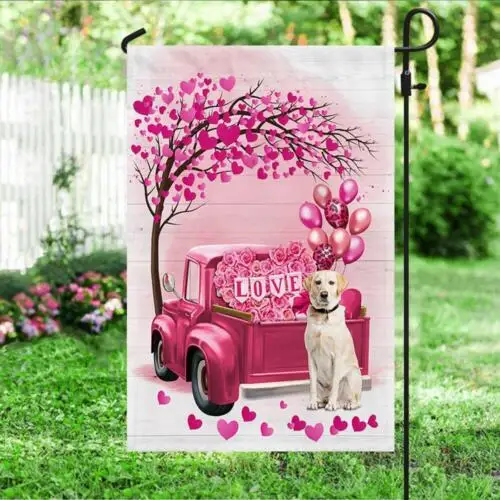 Dog Flag Valentine Labrador Retriever Flag Garden Flag