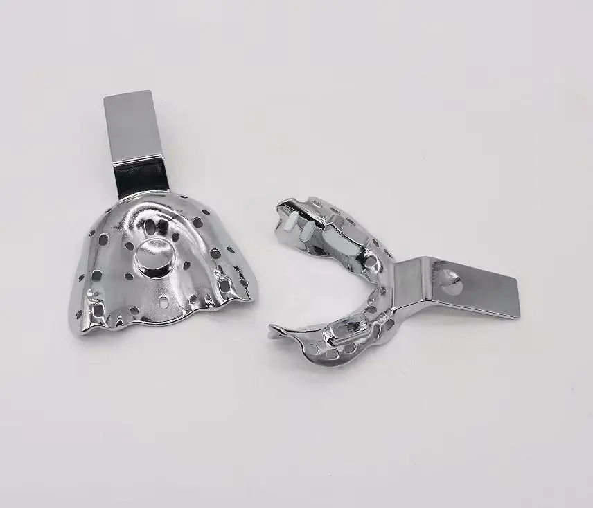 Dental BPS Edentulous Impression Tray Set 12 Pcs Zinc Alloy Autoclavable Full Denture Trays with Centric Relation Tray