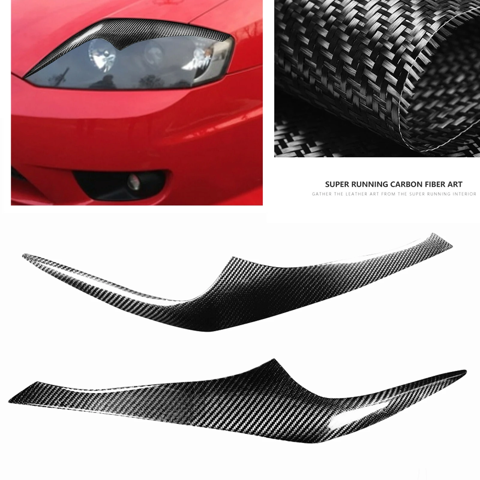 

Headlight Eyebrow Trim For Hyundai Tiburon Coupe 2003-2008 Real Carbon Fiber Front Head Light Lamp Cover Headlamp Sticker Eyelid