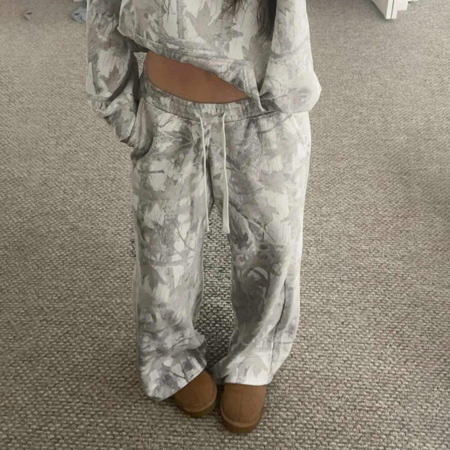 Y2K Camouflage Sweatpants Elastic Drawstring Headband Slim Fit Comfortable Street Style Casual for Women