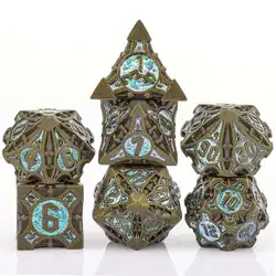 Dados azules de Metal DnD para mazmorras y dragones, juego de dados d y d, dados poliédricos, dados D & D D20, regalos de dados de Metal