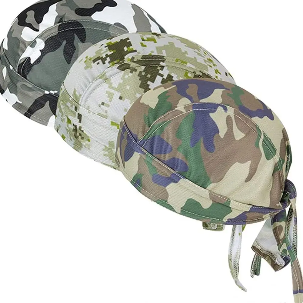 Camo Cycling Hat Under Helmet Quick Dry Pure Cycling Cap Head Scarf Summer Men Running Riding Bandana Headscarf Pirate Cap