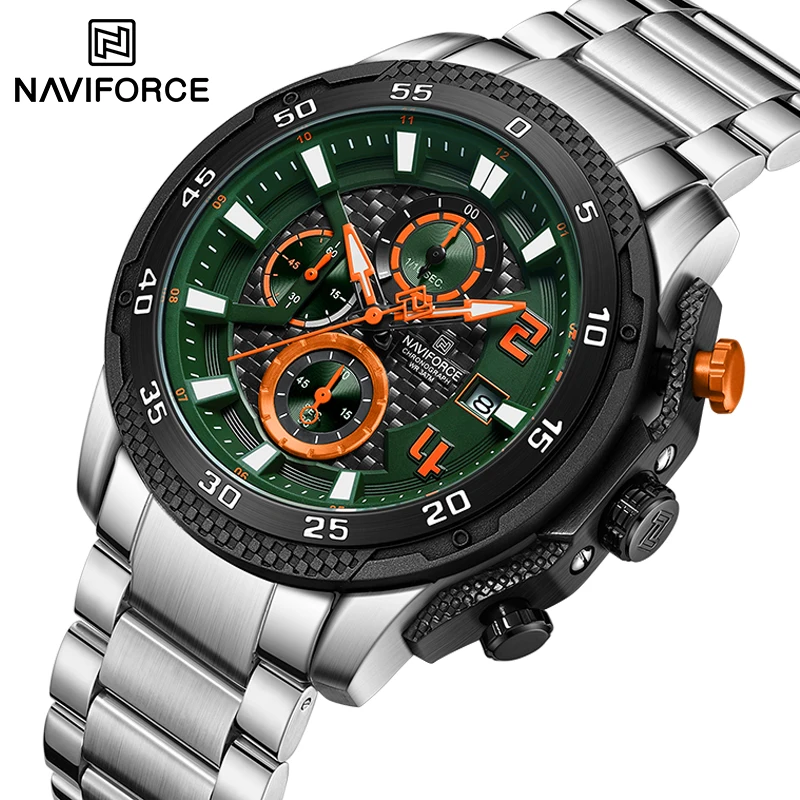 

New NAVIFORCE Trend Fashion Men's Sport Watch Men 3ATM Waterproof and Shockproof Date Display Male Quartz Chronograph Wristwatch