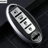 For Infiniti Nissan Altima Maxima Murano Rogue Sentra 370z Leather TPU Car 4Button Key Case Cover Keychain Protector Accessories