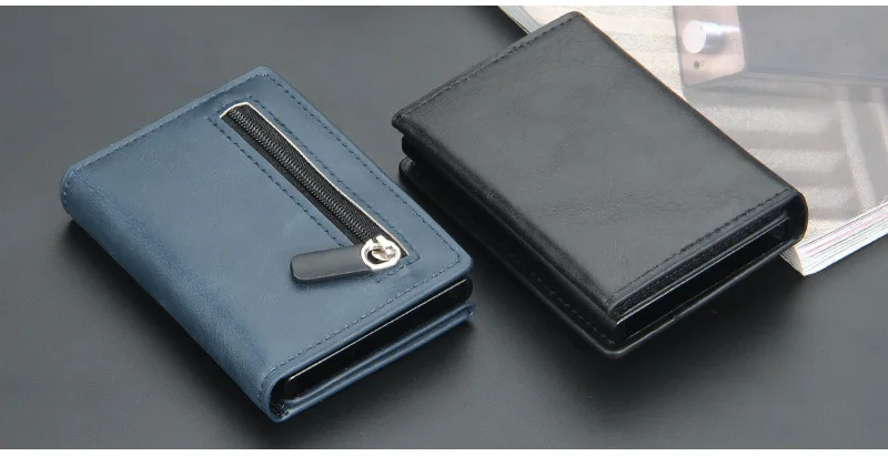 Pop Up Credit Card Holder Wallets Men Slim Rfid Blocking CardHolder Card Money Bag Coin Pocket PU Leather Short Wallets for Men