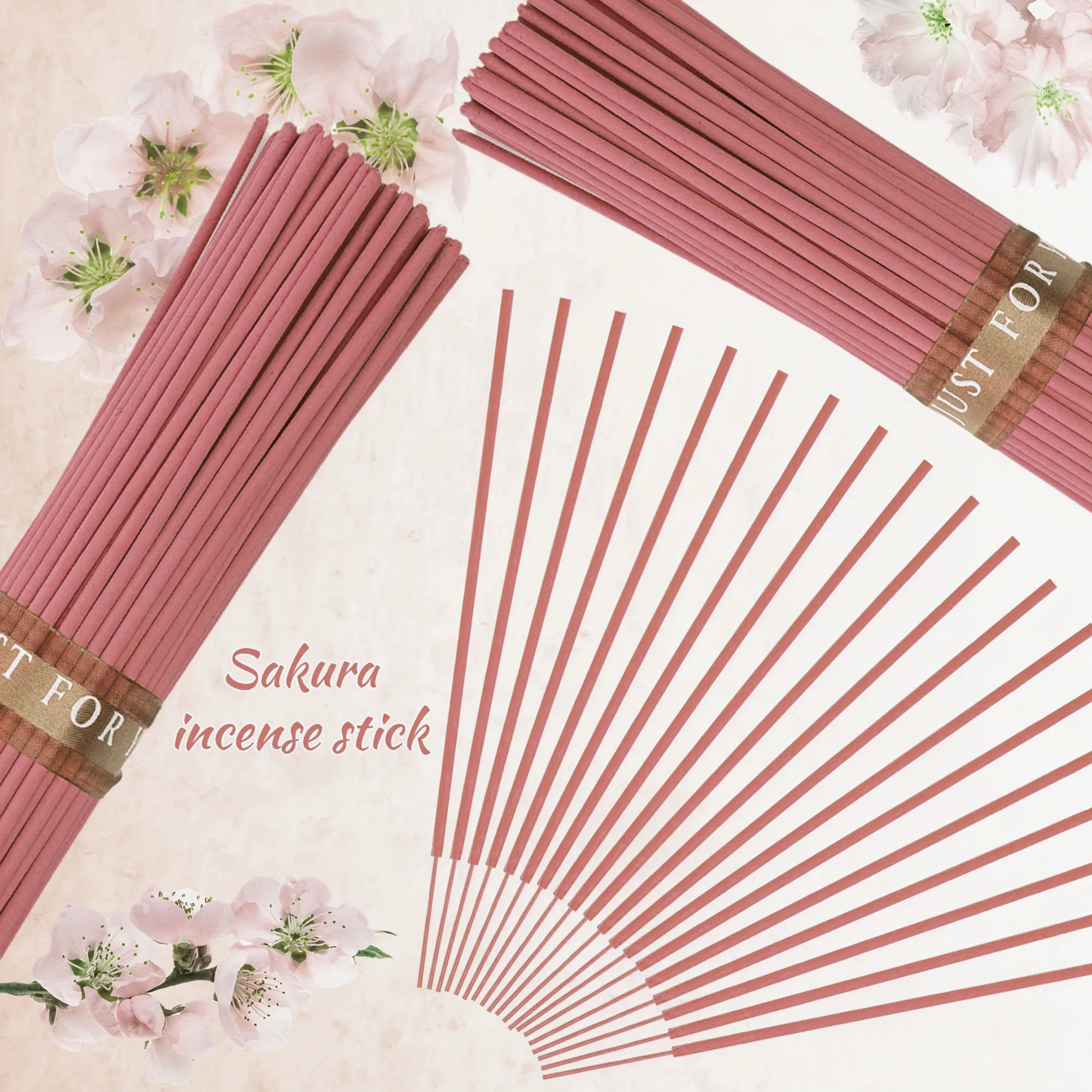 Natural Sweet Cherry Blossom Scented Sticks | Handmade Rolled Cherry Blossom Incense| 25.5cm | Lasting Floral Scent,