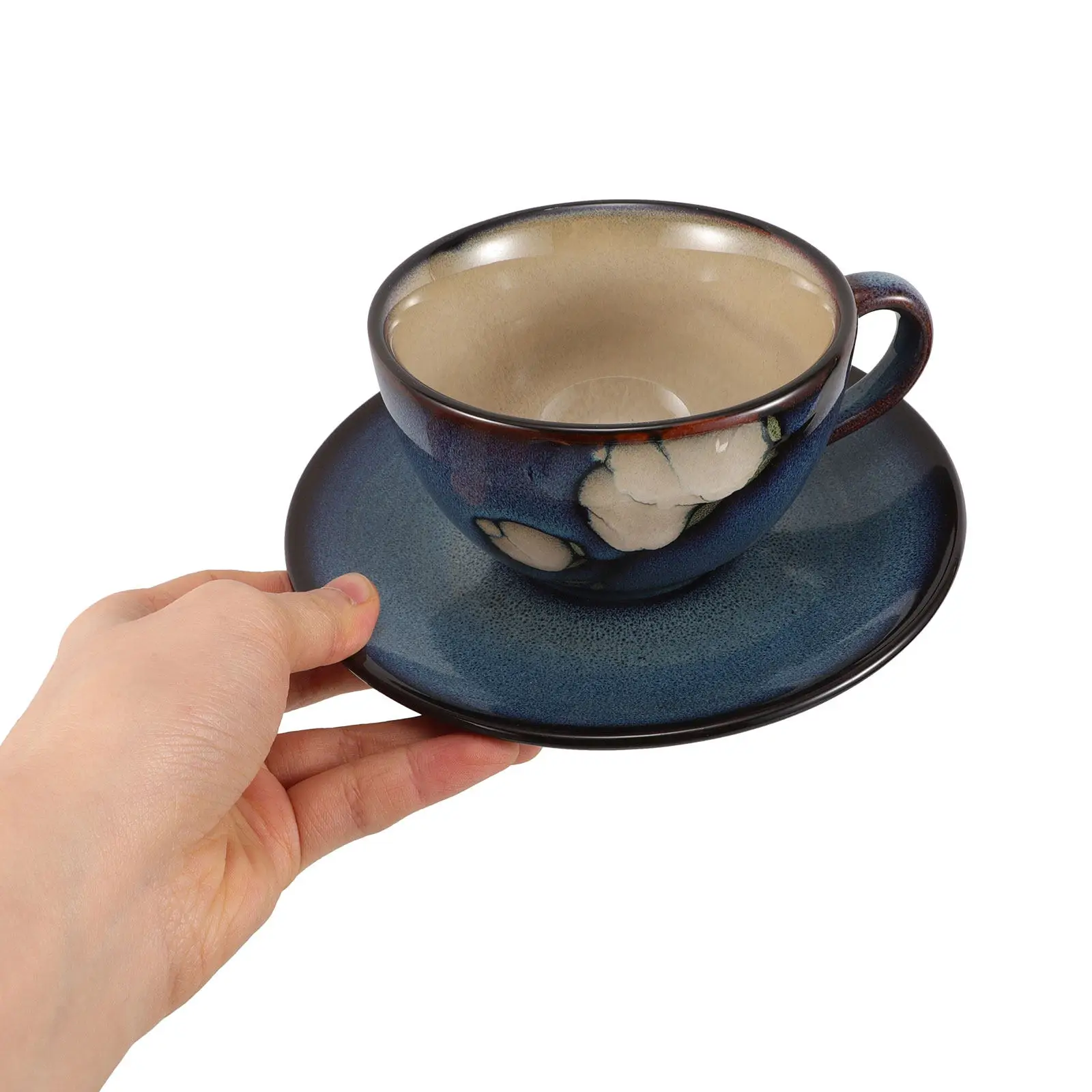 Japanisches Keramik-Espresso-Tassen-Set mit Untertasse, Vintage-Kaffeetasse, Niedliche Dekorative Teetasse für Nachmittagstee-Geselligkeit