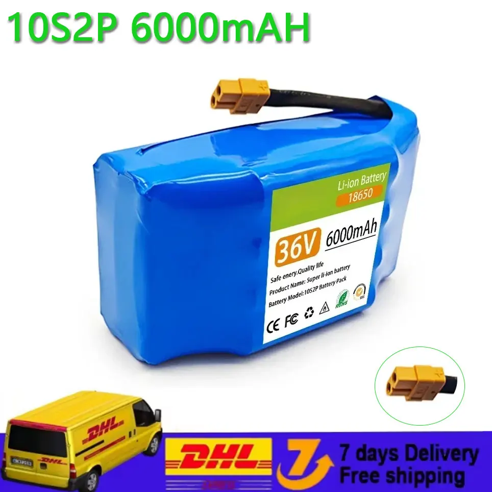 Lithium-Ionen-Akku, wiederaufladbar, 36 V, 6/4,4 Ah, 10S2P, für selbstbalancierende Elektroroller, Einrad-Hoverboard