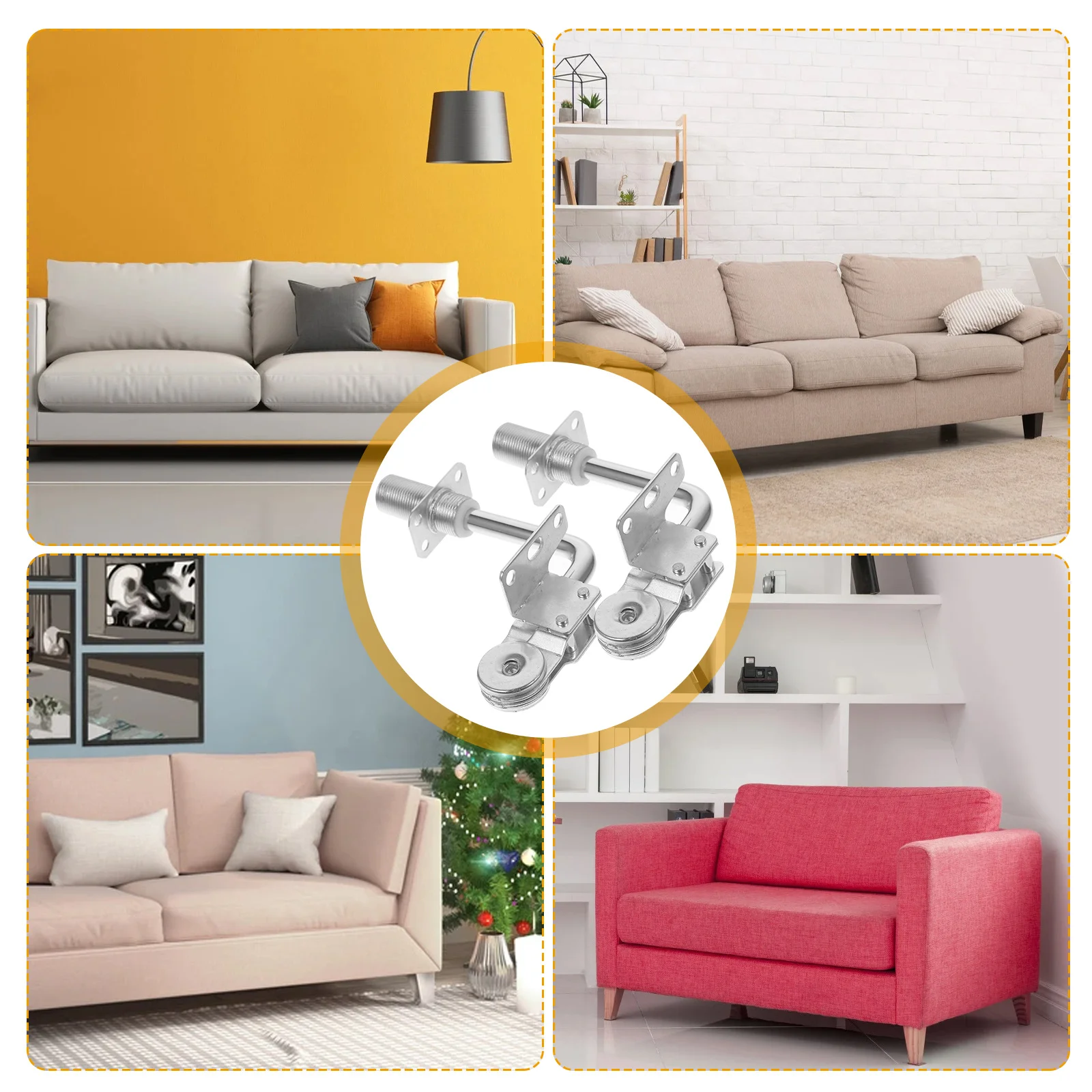 

2Pcs Iron Sofa Headrest Regulators Furniture Connectors Double Ear Sleeve Elevators for Sectional Sofa Assembly