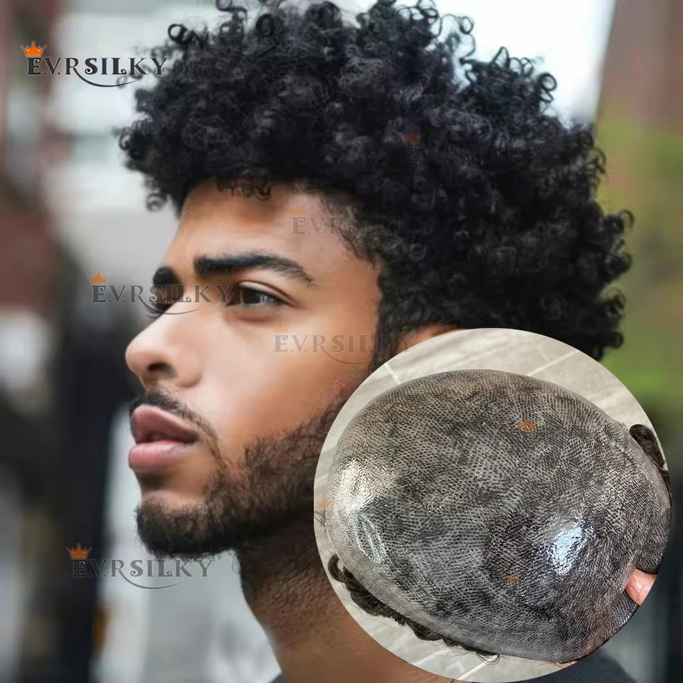 

Прочная кожа PU 12 мм Афро-мужчина Кудрявый Вьющийся Черный Коричневый Парик из человеческих волос Афро-американский Мужской Натуральная линия волос Капиллярная прокладка