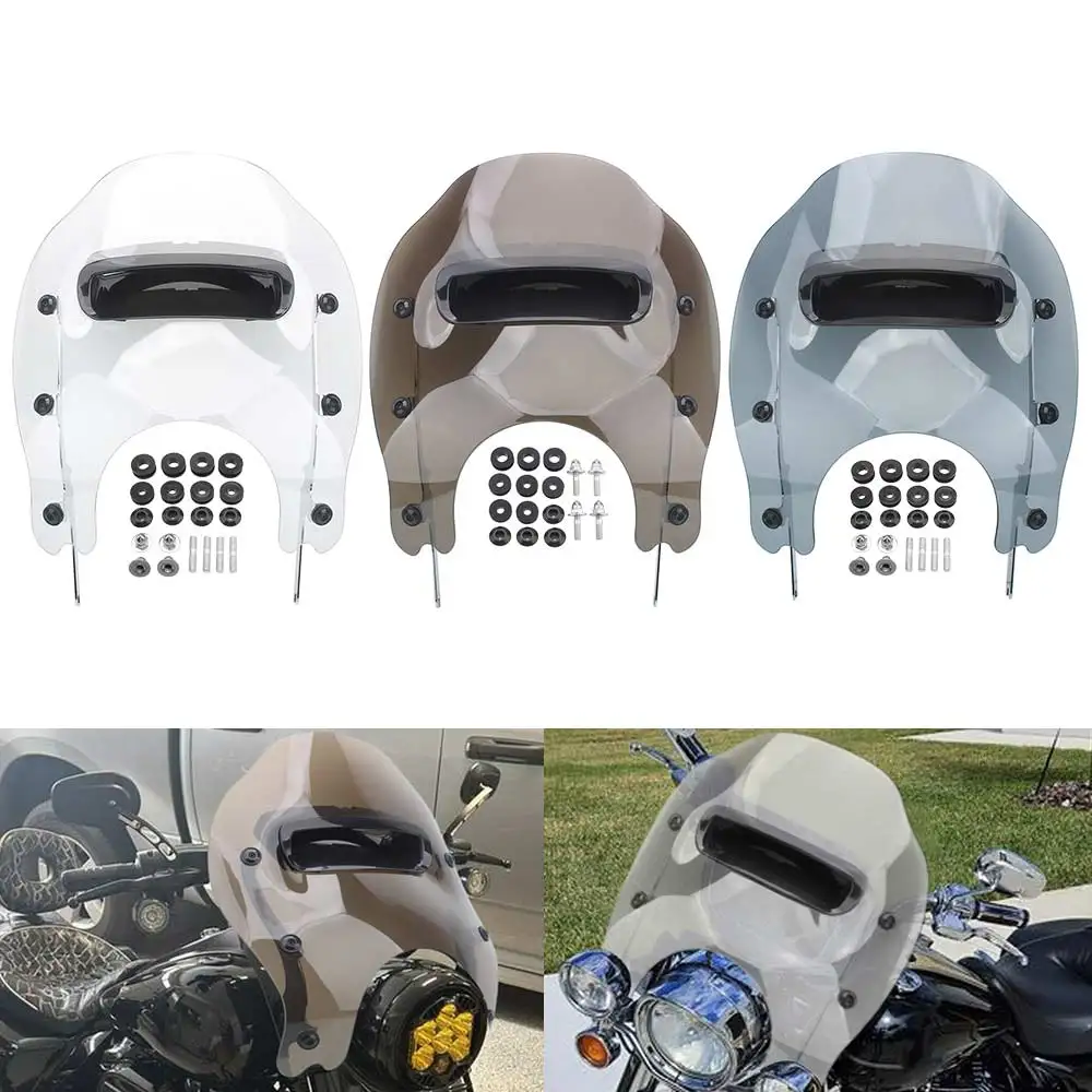 With Hardware Kit Windscreen Wind Deflectors Compatible With Harley Davidson Road King 1994-2025 Chrome Bracket Tea/Somked/Clear