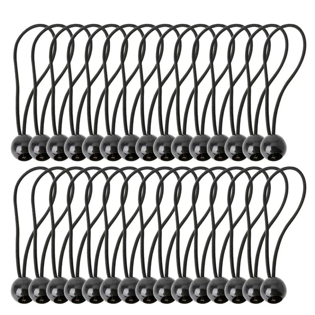 AS94-30 Pcs Bungee Cord With Balls Elastic Ties Bungee Toggles Ties For Marquees,Tents Banners,Flag Poles,Tarp