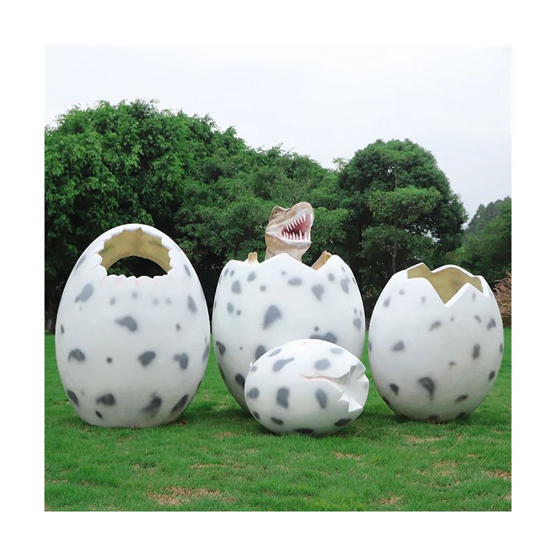 

Life-size Fiberglass Dinosaur Egg Outdoor Decorative Sculpture Jurassic Amusement Park Children's Park Dinosaur Egg Statue