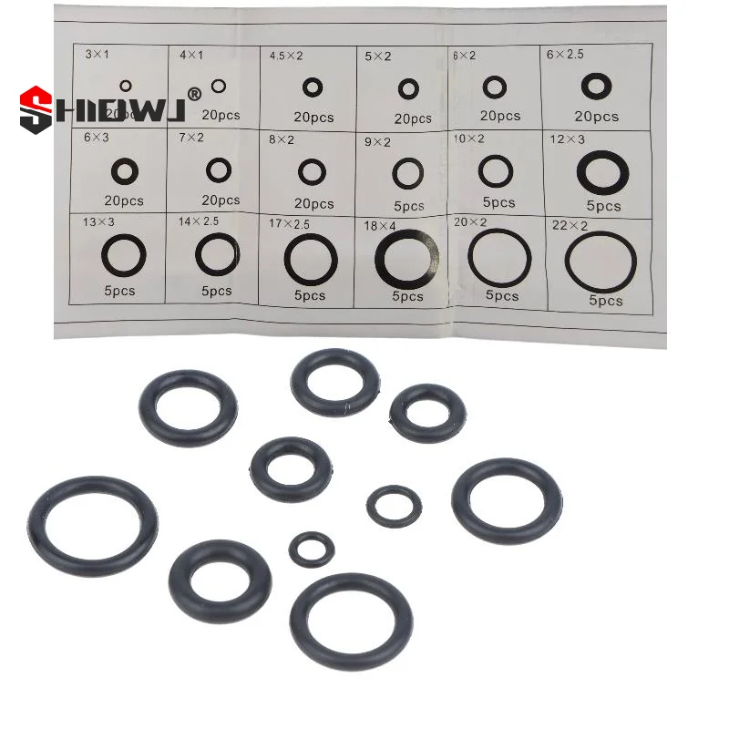 225Pcs O Ring Kit Durable Rubber Seals Oil Water Resistant Multi Sizes For Auto Plumbing Machinery