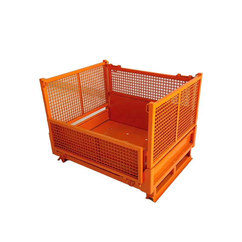 عمر خدمة طويل، معالجة طلاء المسحوق، مستودع قابل للطي، قفص تخزين معدني من الفولاذ، نصف قطرة، صندوق أدوات البليت #4