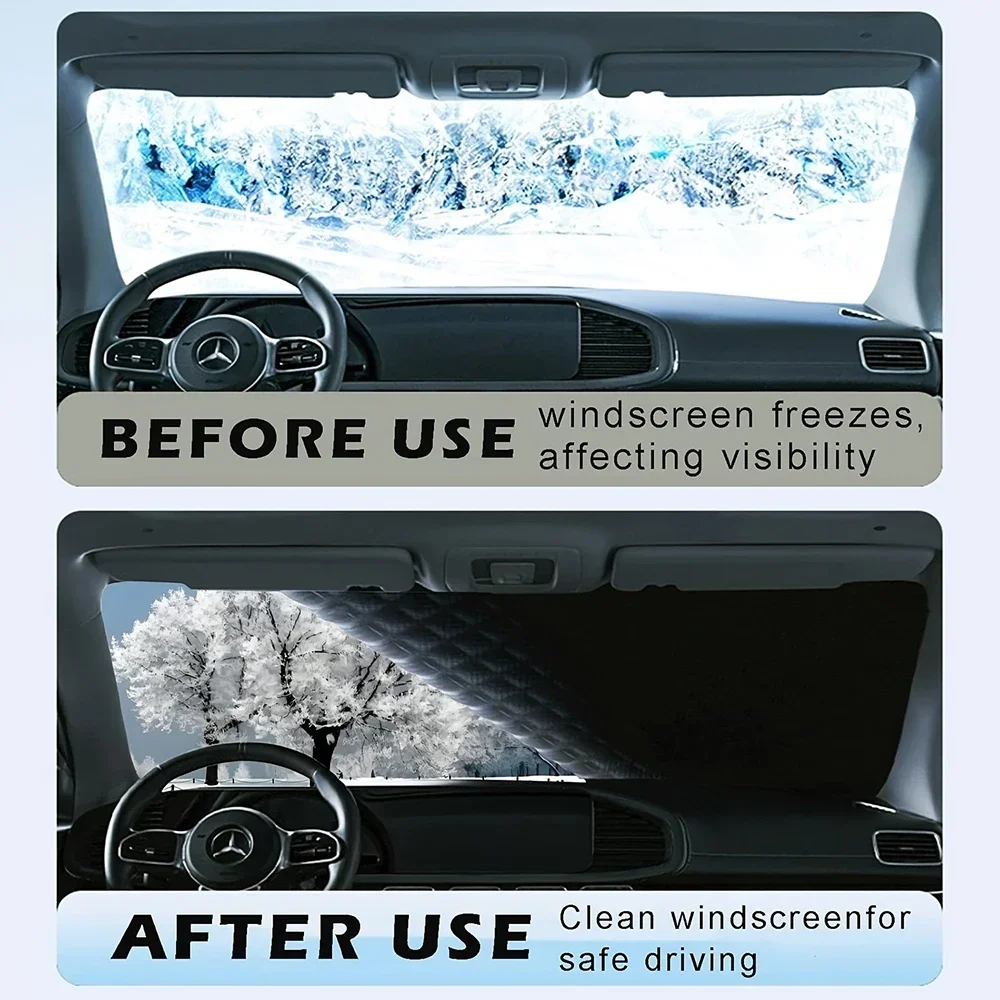 Schneedecke für Auto-Windschutzscheibe aus Oxford-Gewebe, verdickt, Frostschutz, Sonnenschutz, Wärme- und Schneeschutz, Auto-Sonnenblende, Autozubehör – Detail 7