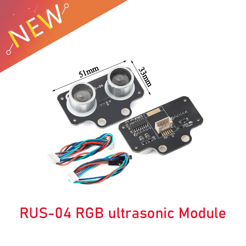 RUS-04 RGB Ultrasonic Module with RGB Light Distance Sensor HC-SR04 Obstacle Avoidance Sensor for Arduino Smart Car Robot Cable