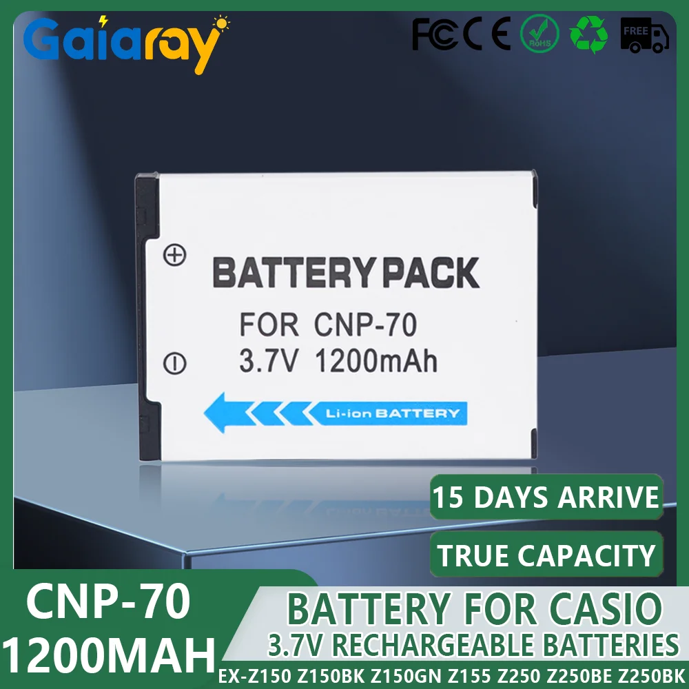 NP-70 NP70 CNP-70 l batería de cámara 1200mAh para Casio xilim Zoom EX-Z150 Z150BK Z150GN Z155 Z250BE Z250BK batería recargable