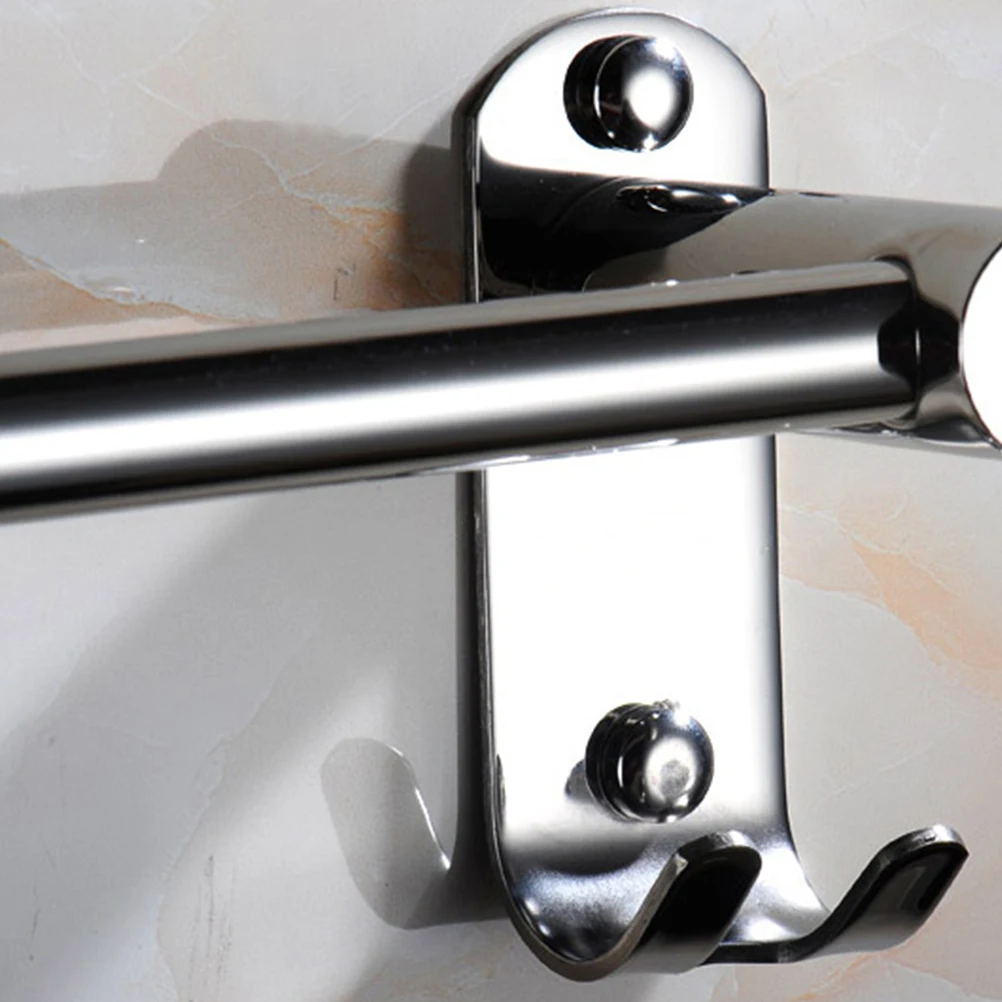 

Stainless Steel Towel Bar Multifunctional Rack Clothes Hook Set Silver Wall Mounted Shelf Bathroom Kitchen Organizer Closet