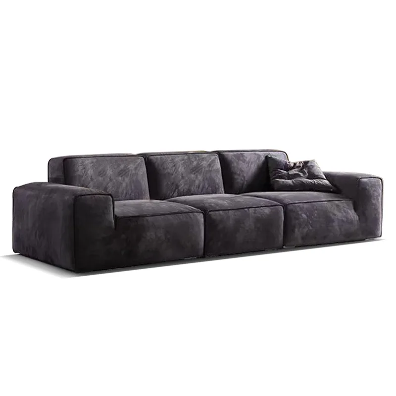

Frosted fabric straight row black tofu block sofa fabric chenille high sense