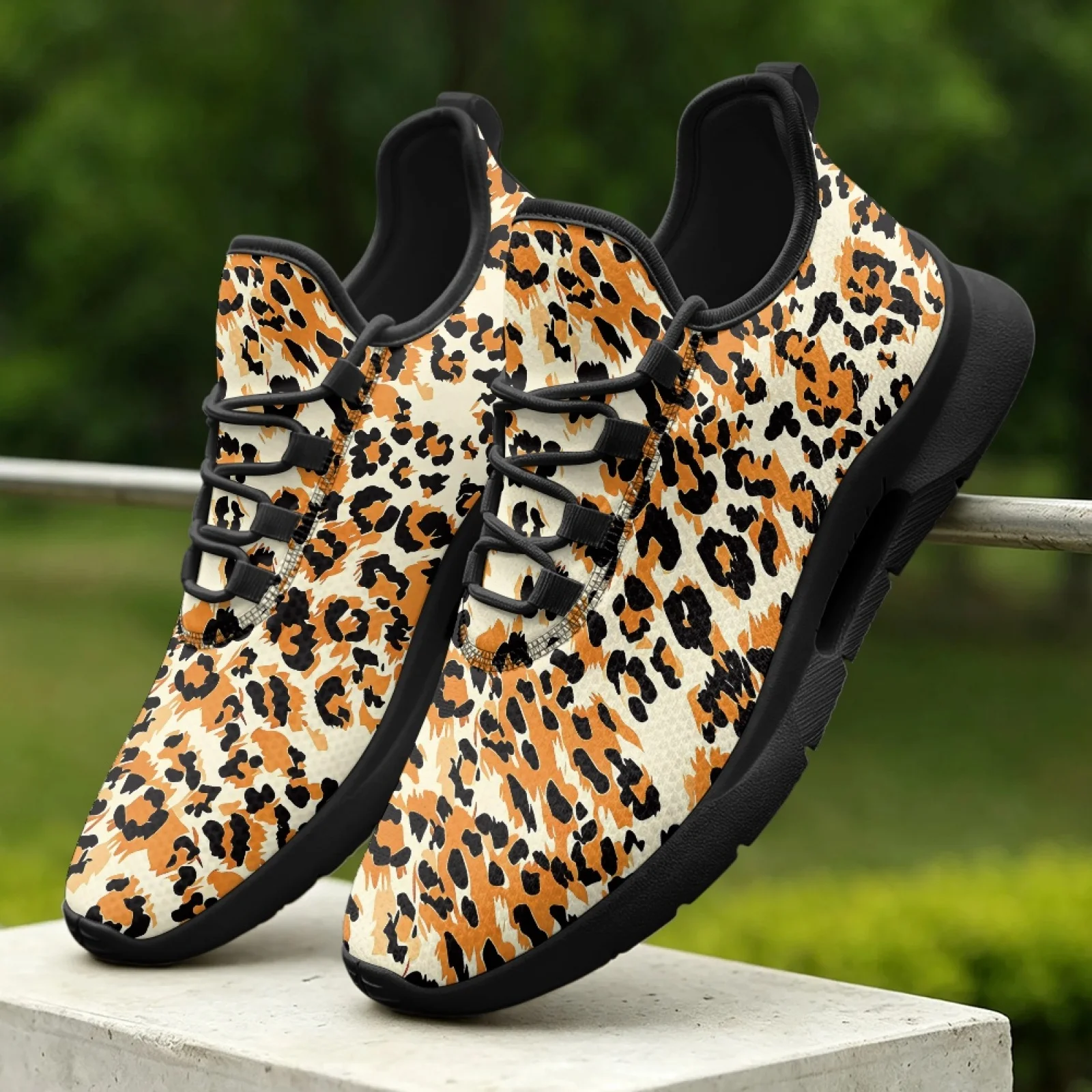 XIXIRIMIDO Women's Lace-up Casual Shoe Nurse Shoes Women's Sandals Men's Sneakers and Casual Shoes Tenis Feminino Leopard Print