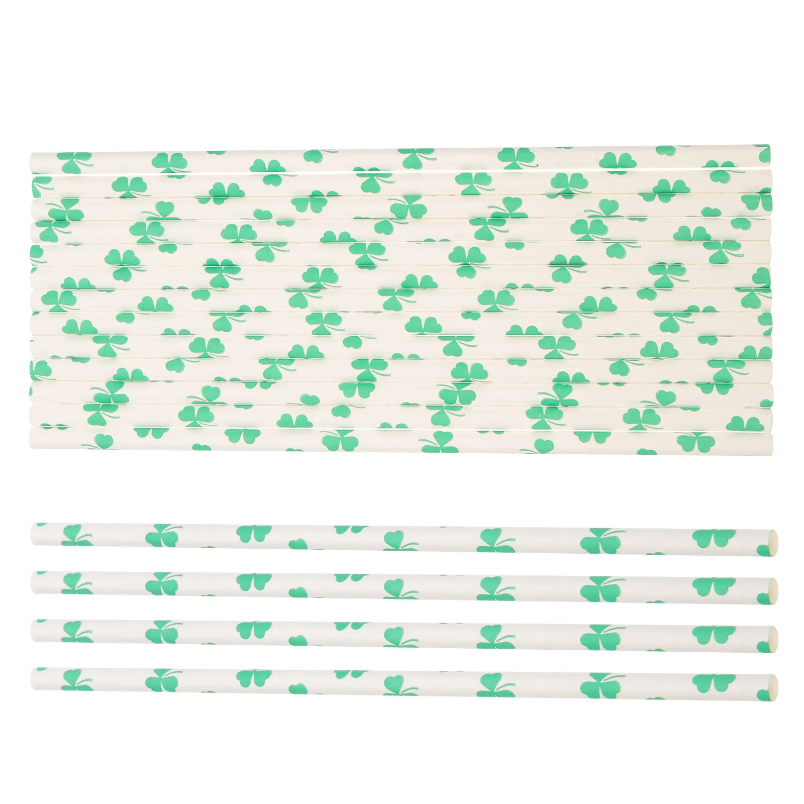 

96Pcs Long Drinking Straws Fine Workmanship Shamrock Party Supplies for Birthday Graduation Celebration Photo Props Use
