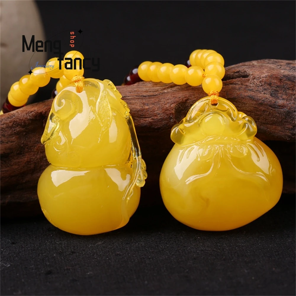 

Beeswax Money Bag Pendant, Gourd Gold Twisted Amber Necklace, Men's And Women's Sweater Chain Fashion Jewelry Exquisite Elegant
