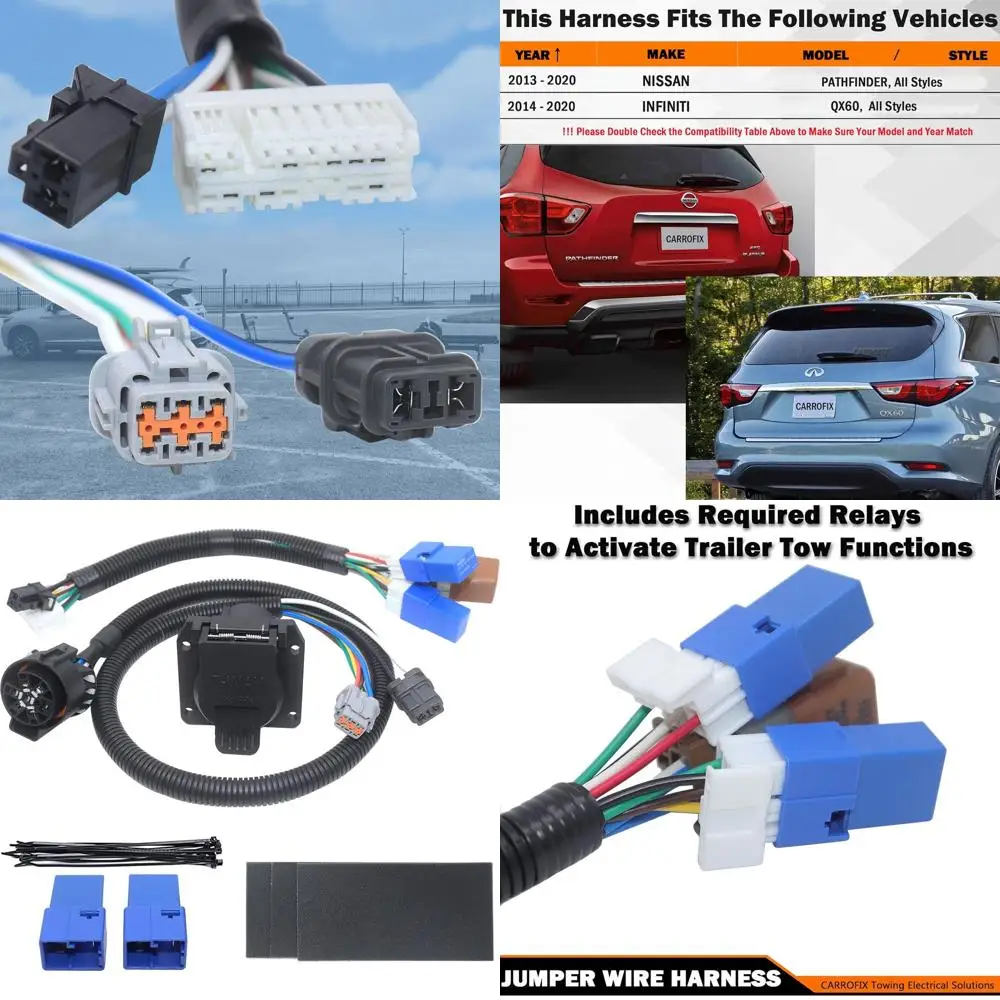 حزام أسلاك مقطورة على طراز RV بـ 7 اتجاهات لسيارة Nissan Pathfinder (2013-2020) وInfiniti QX60 (2014-2020) جانب السيارة مناسب تمامًا 7 #1