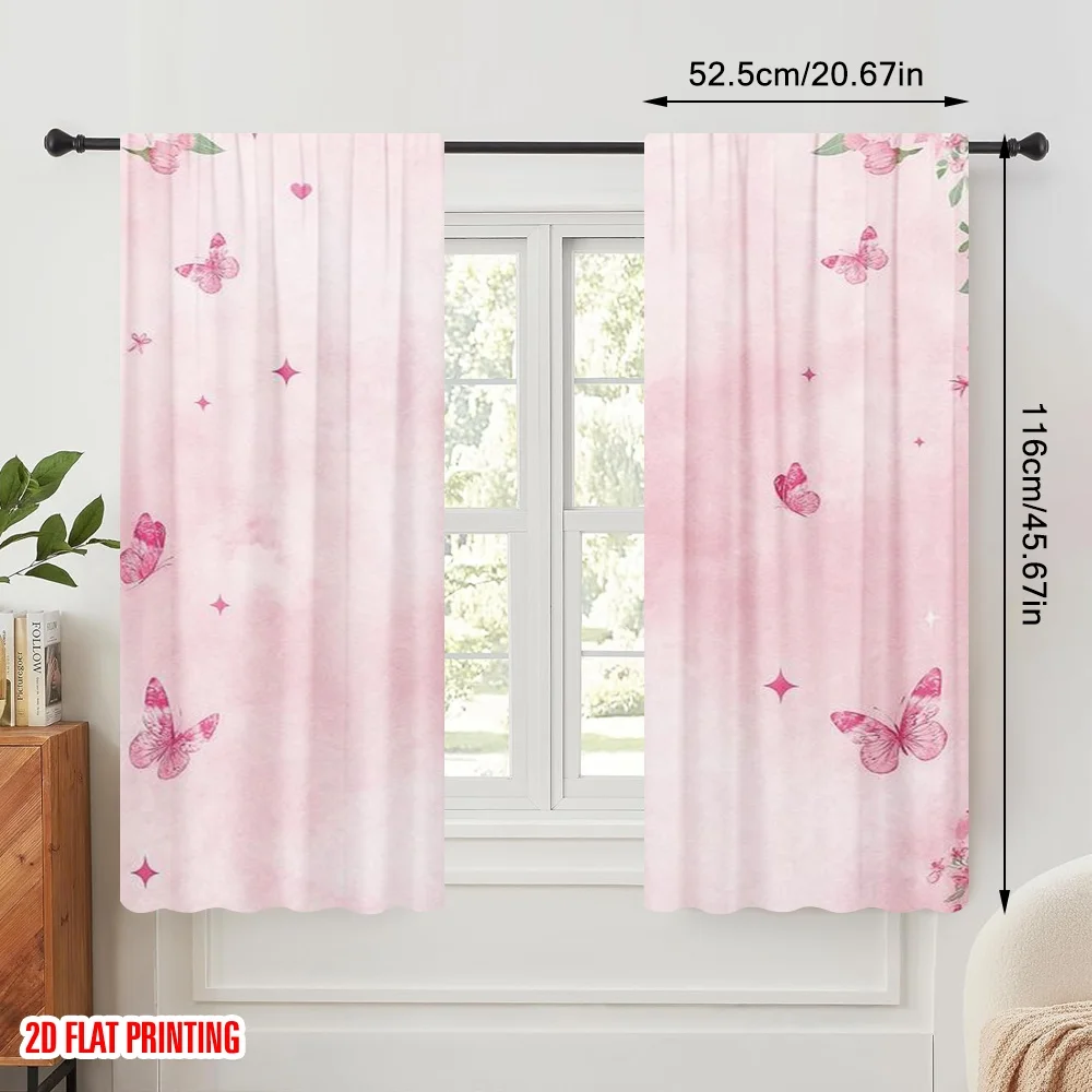 2pcs,2D plane printing Popular Curtains Sisterly Bond Versatile Polyester Fabric (without rod) Outdoor Decorations for Bedroom,