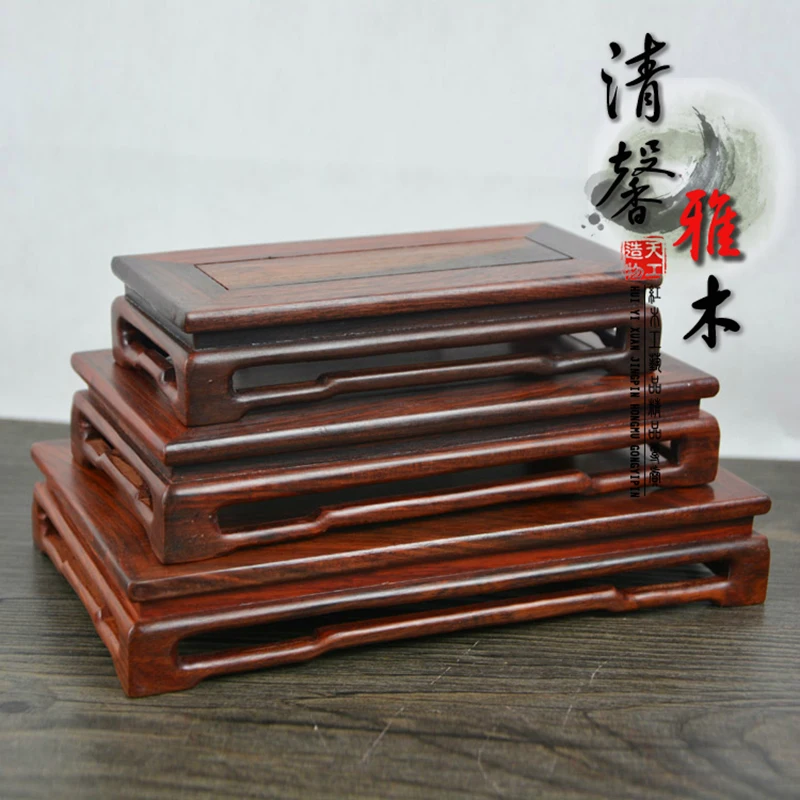 Red Wood  Rectangular Pedestal  Stone Vases Bonsai Disply Tray Min Dynasty Type Furnishing Articles Of Buddha Base