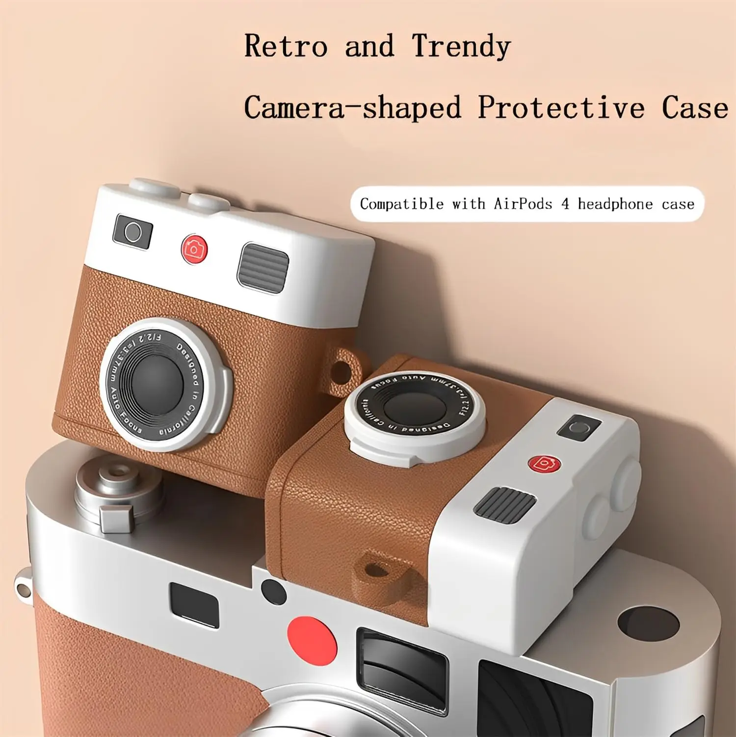 Capinha Para AirPods 4 Case Retro 3D Camera Protetora Shockproof Silicone Skin Cover com Cleaner Kit e colhedor para AirPods Pro 2