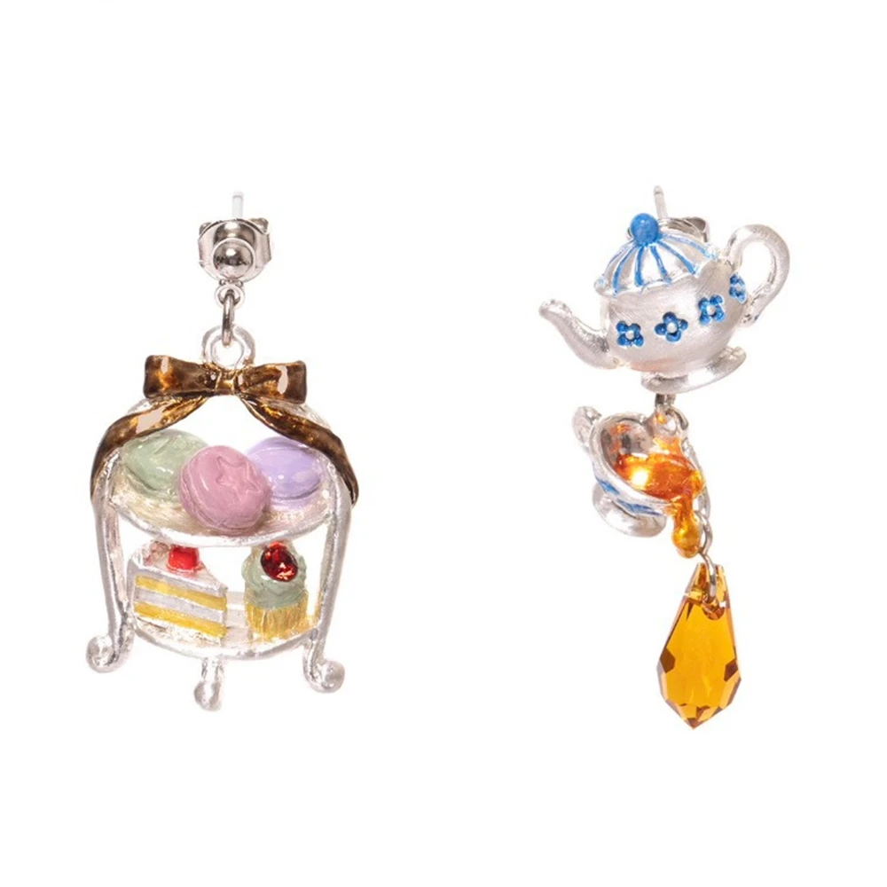 

Japanese Lolita [Afternoon Tea Earrings] Fashionable Sweet Cool Style Light Luxury Fun Drip Glazed Niche Design Earrings
