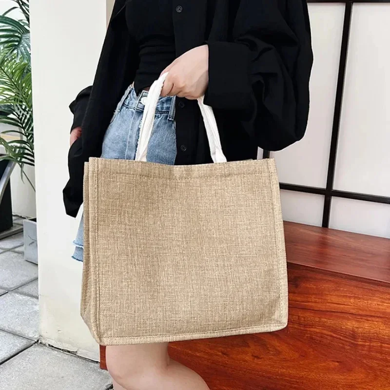 Linen Bag Hand-painted Cotton Sacks Jute Portable Imitation Sacks Linen Bags Shopping Bags Laminated Bags