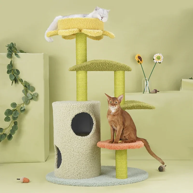 Hot Sale Multi-level Pet Round Interactive Toy Solid Frame Cats Adora Velvet/sisal/high Density Board 80*60*45cm Sisal,wood