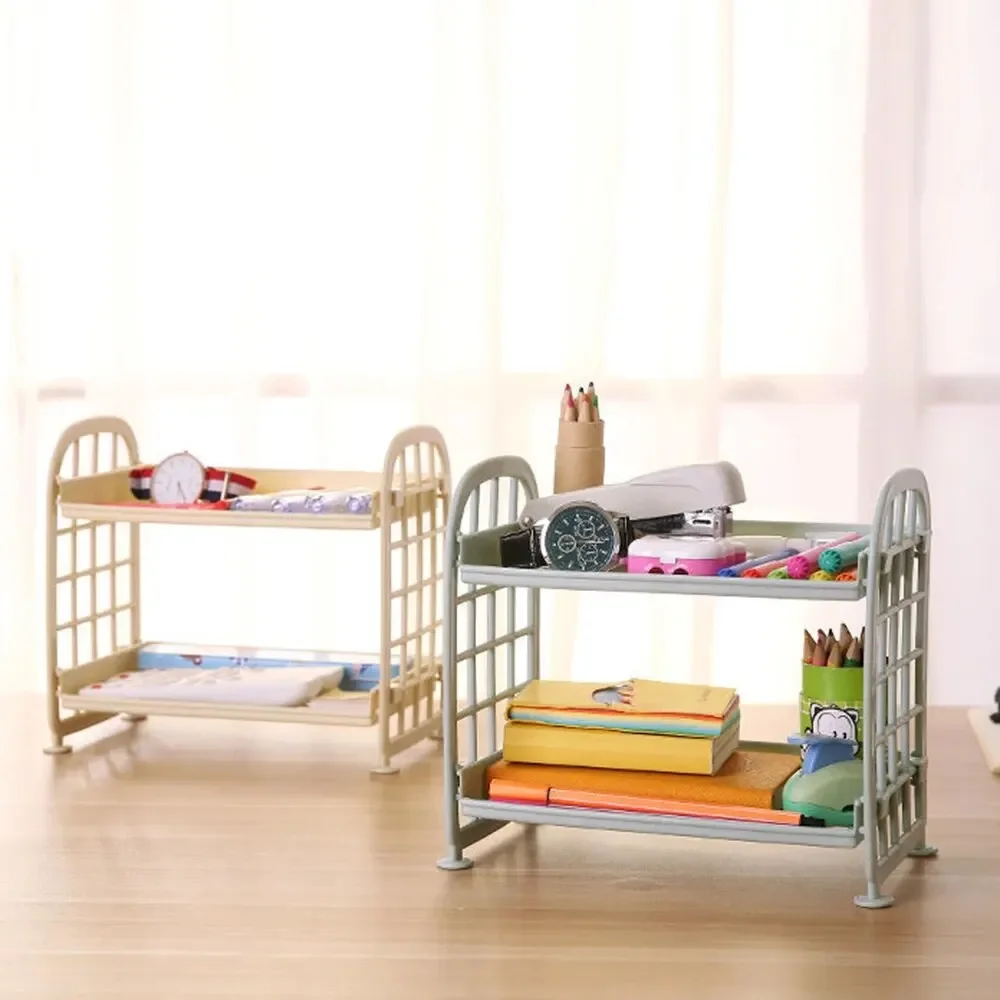 1PC Horizontal desktop storage rack, desktop double-layer storage rack, rectangular desk, cosmetic stationery