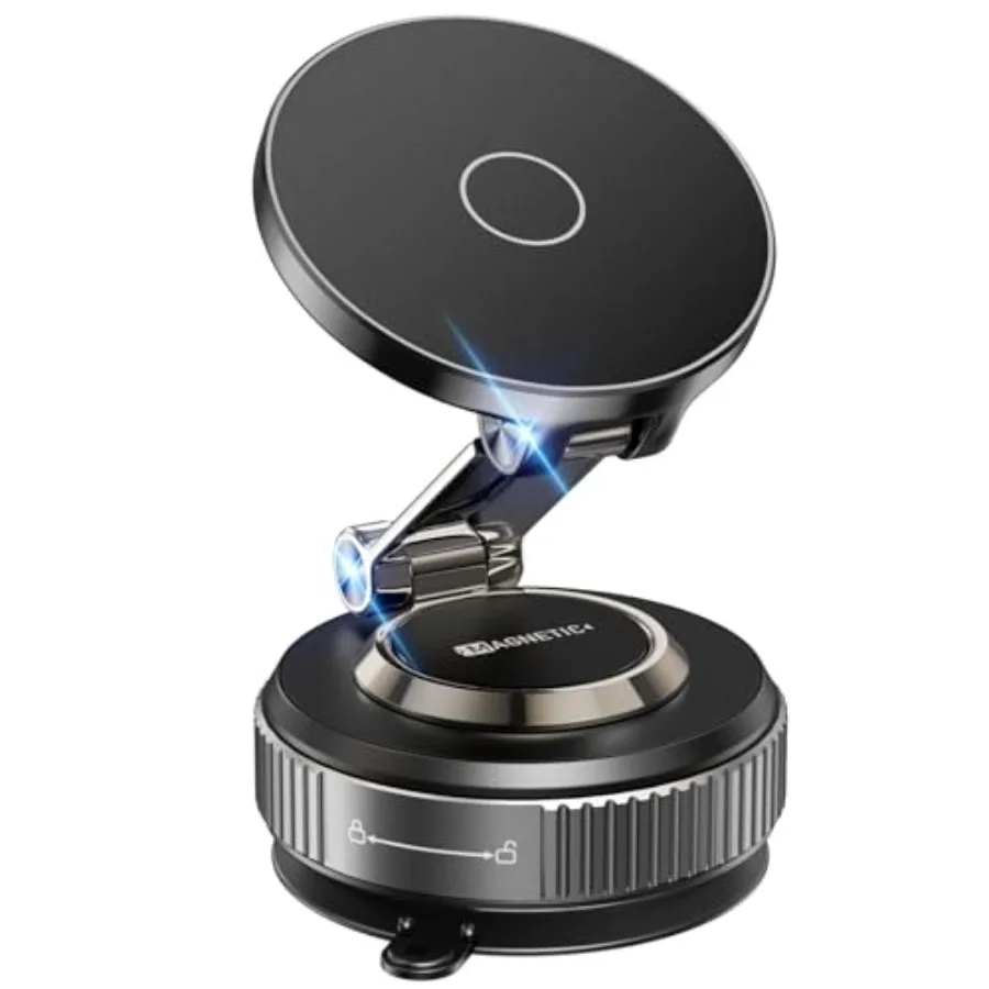 

Сверхмощный магнитный держатель для телефона для автомобиля 2026 с регулируемым вакуумным всасыванием на 360° и металлической подставкой с ротором Идеально подходит для iPhone