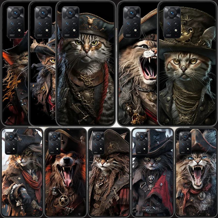 Cat and Dog Pirate Adventurer Phone Case For Redmi Note 13 14 Pro 5G Plus 12 12C 10 10A 10C 9 9A 9C 9T 8 8A 7 7A K60 K70 K40 Pro