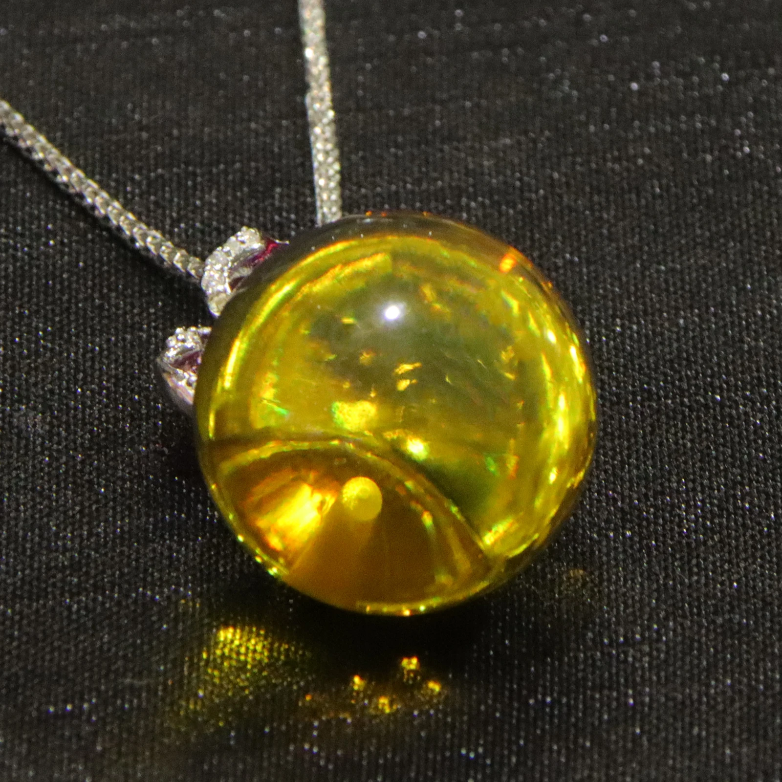 Natural Mexican Blue Amber Pendant in Sterling Silver with Floral Clasp 19mm Round Bead