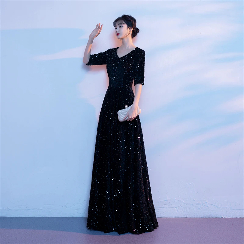 أداء زي الكورس الكبير المنافسة المرأة فستان طويل نمط جديد الكبار المضيف القراءة إجراء فستان احتفالي #2