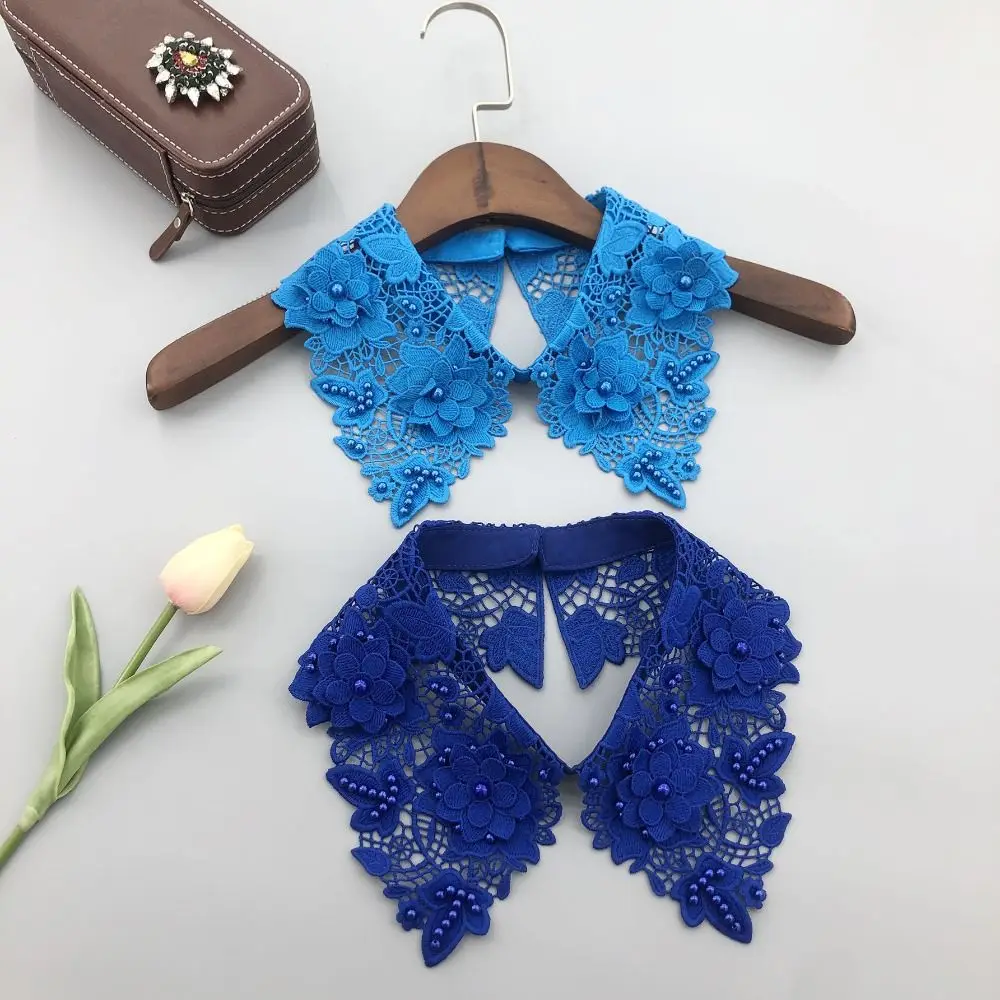 1PC Floral Embroidered Shirt Detachable Collar Woman Sweater Blouse Tops Female Fake Collar Necklace Ties Decorative