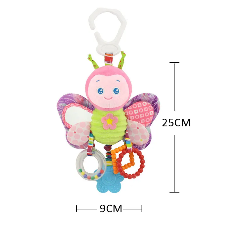 Sonajero de peluche para bebé, juguetes suaves de animales, pato, conejo, mariposa, pájaro, campanas, sonajeros, juguetes con mango para bebé de 0 a 12 meses, mordedor, juguetes para bebé