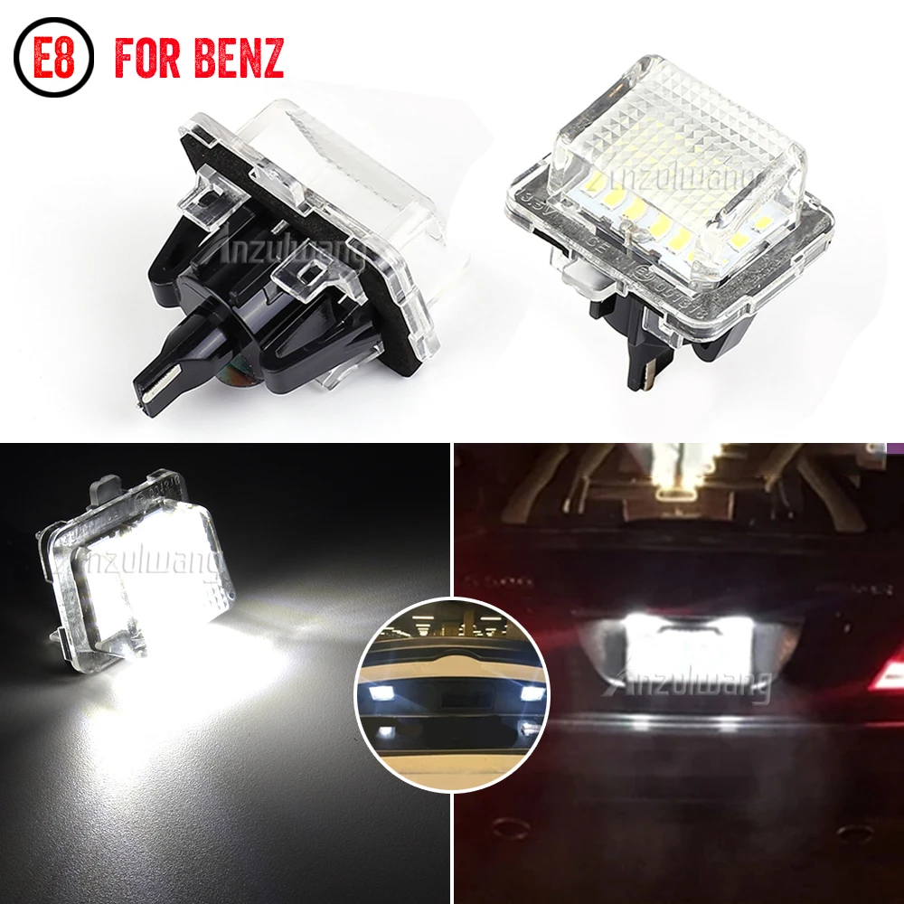 

2Pcs White No Error LED Canbus Car License Plate Light Number Plate Lamp For Mercedes-Benz W204 W204 5D W212 W216 W221 12v