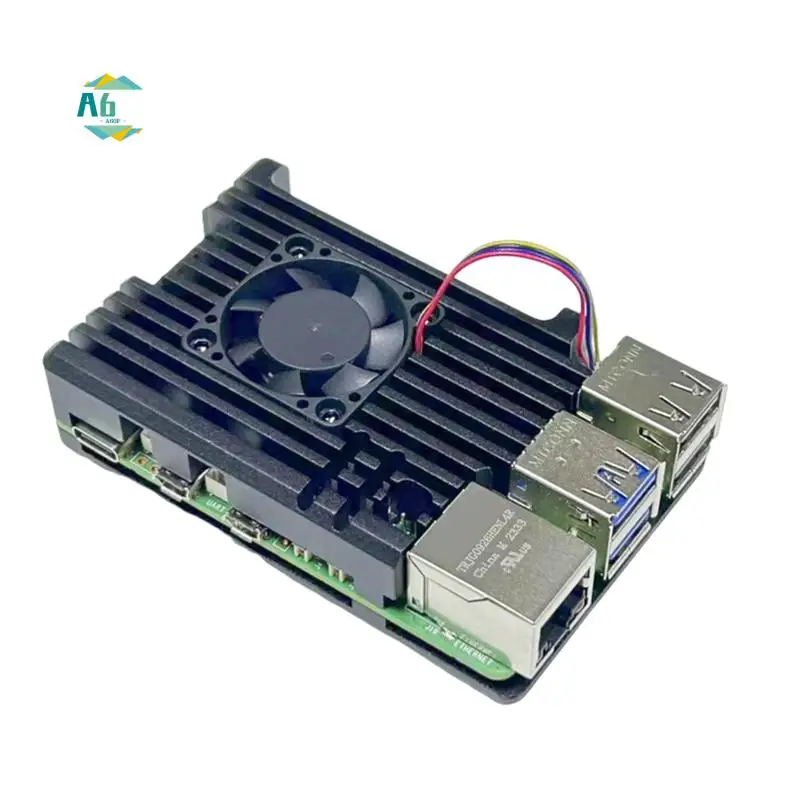 A60F-Für Raspberry Pi 5, Aluminiumlegierung, Rüstungsschale mit temperaturgesteuertem PWM-Lüfter für Raspberry Pi 5