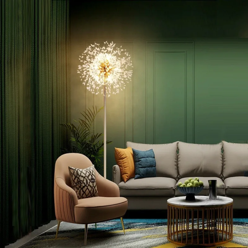 LED crystal floor  living room bedroom study bar corner floor  dandelion atmosphere decorative floor lamp