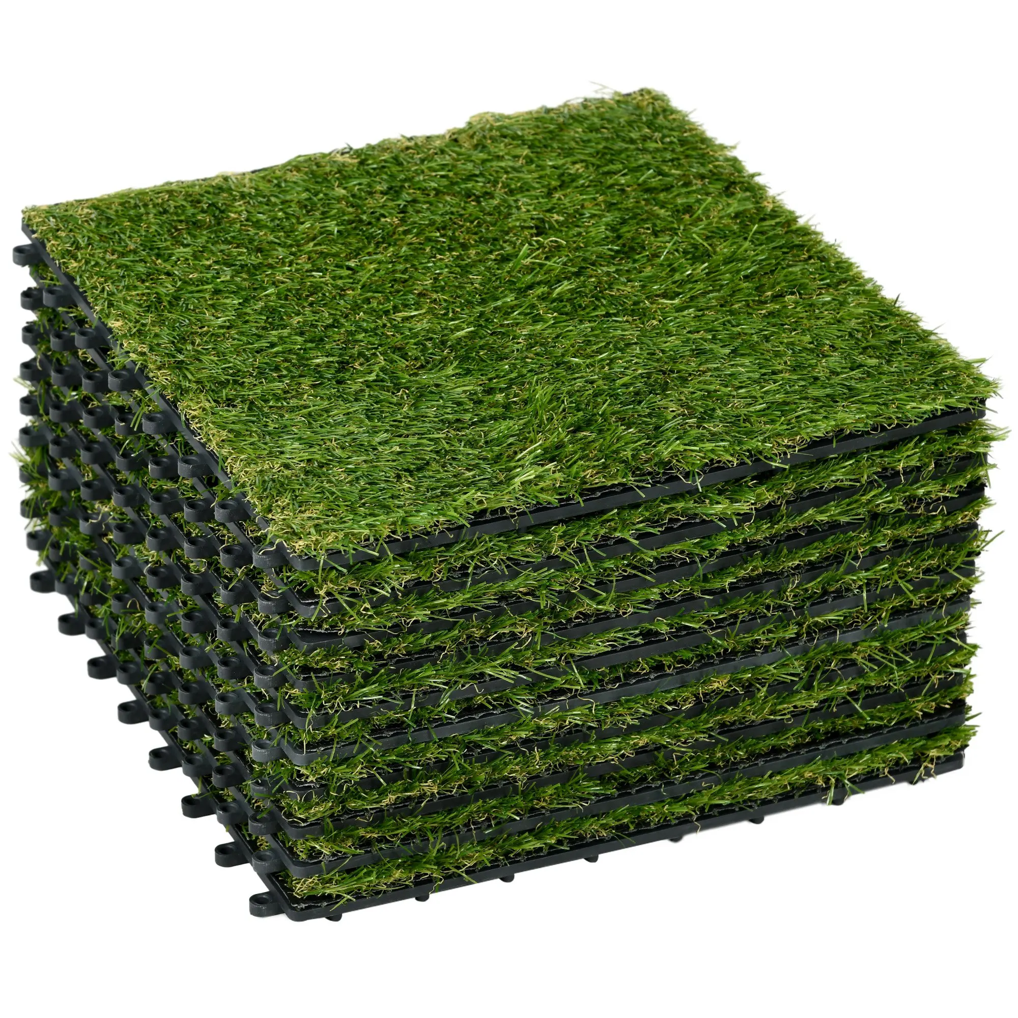 10 PCs 30x30 cm grass height 25 mm green Outsunny Artificial turf