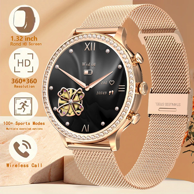 

Fashion Smart Watch for Ladies Calling Smart Bracelet Heart-rate Blood Pressure Monitor Custom Dial Waterproof Smartwatch Women